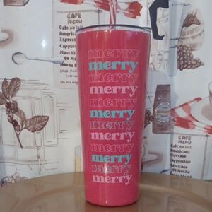 Festive Pink and Teal Tumbler